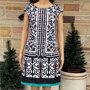 Liz Claiborne Elegant‎ Black and White Patterned Cotton Dress